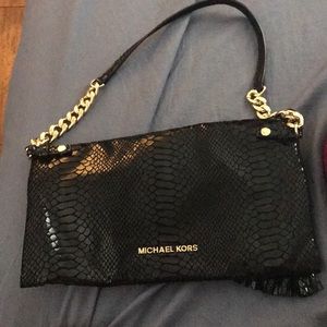 Michael kors black snake skin clutch bag